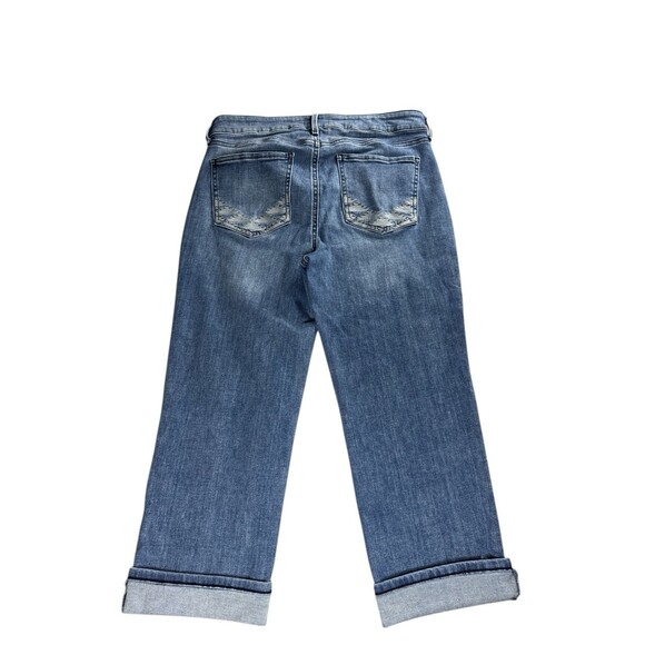 NYDJ Marilyn Crop Cuffed Stretch Blue Jeans Size 8 Southwest Pockets Slimming - Picture 6 of 11